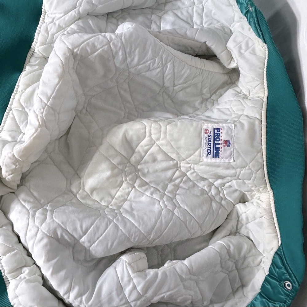 Vintage Starter Miami Dolphins Satin Bomber Jacket - Medium - Picture 8 of 15